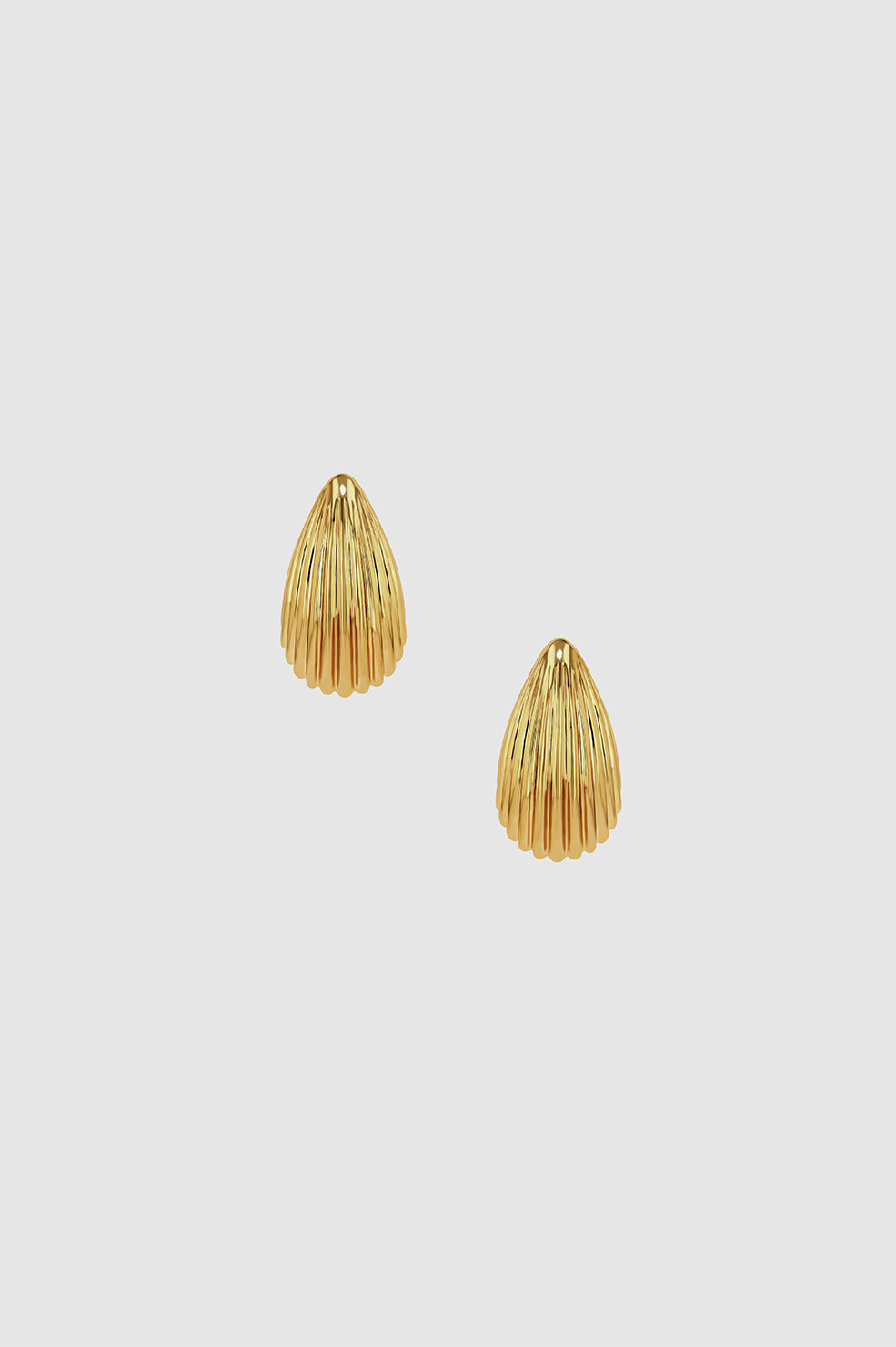 Ribbed Drop Earrings - Gold