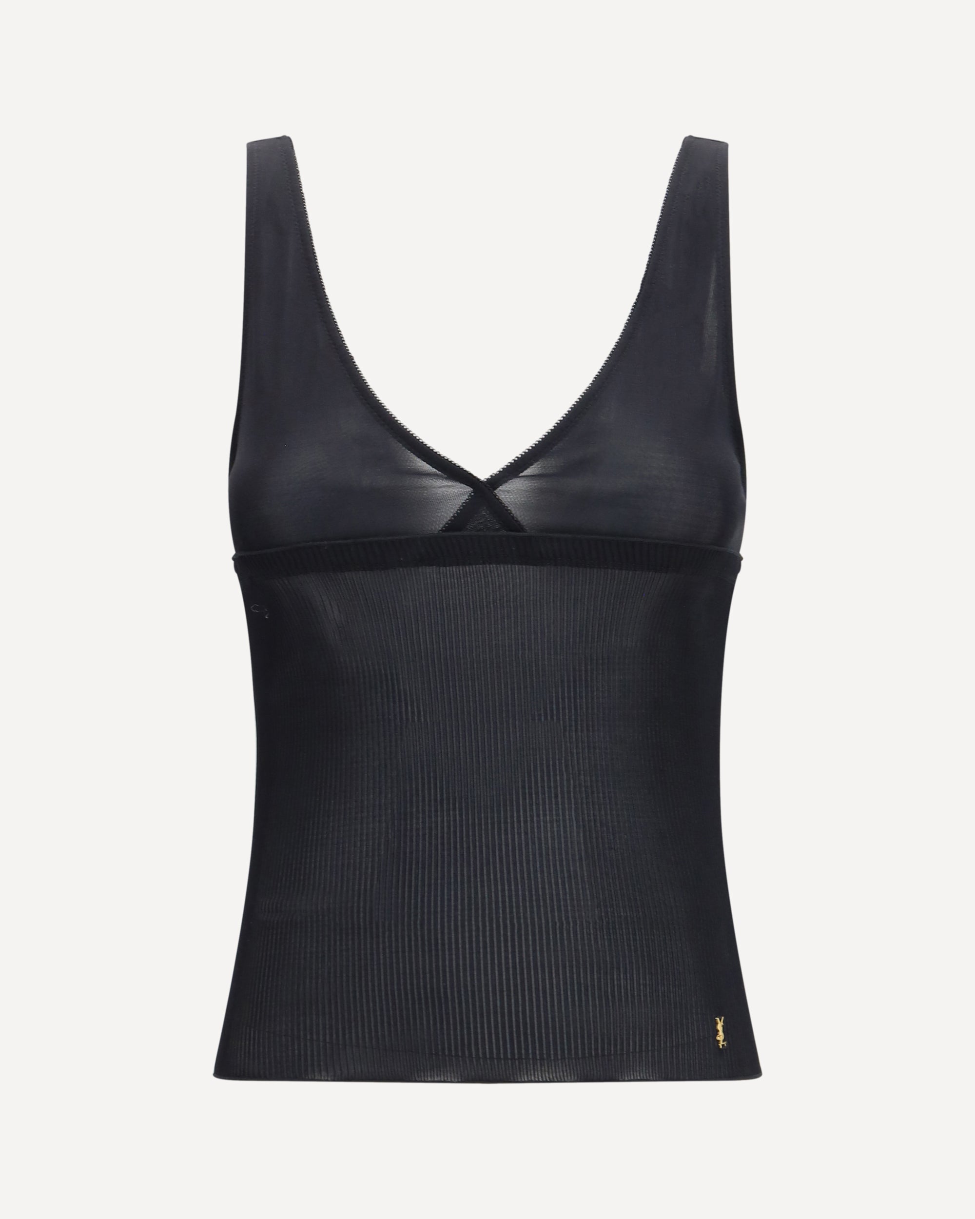 SAINT LAURENT Ribbed silk jersey lace-trim tank Top Female M