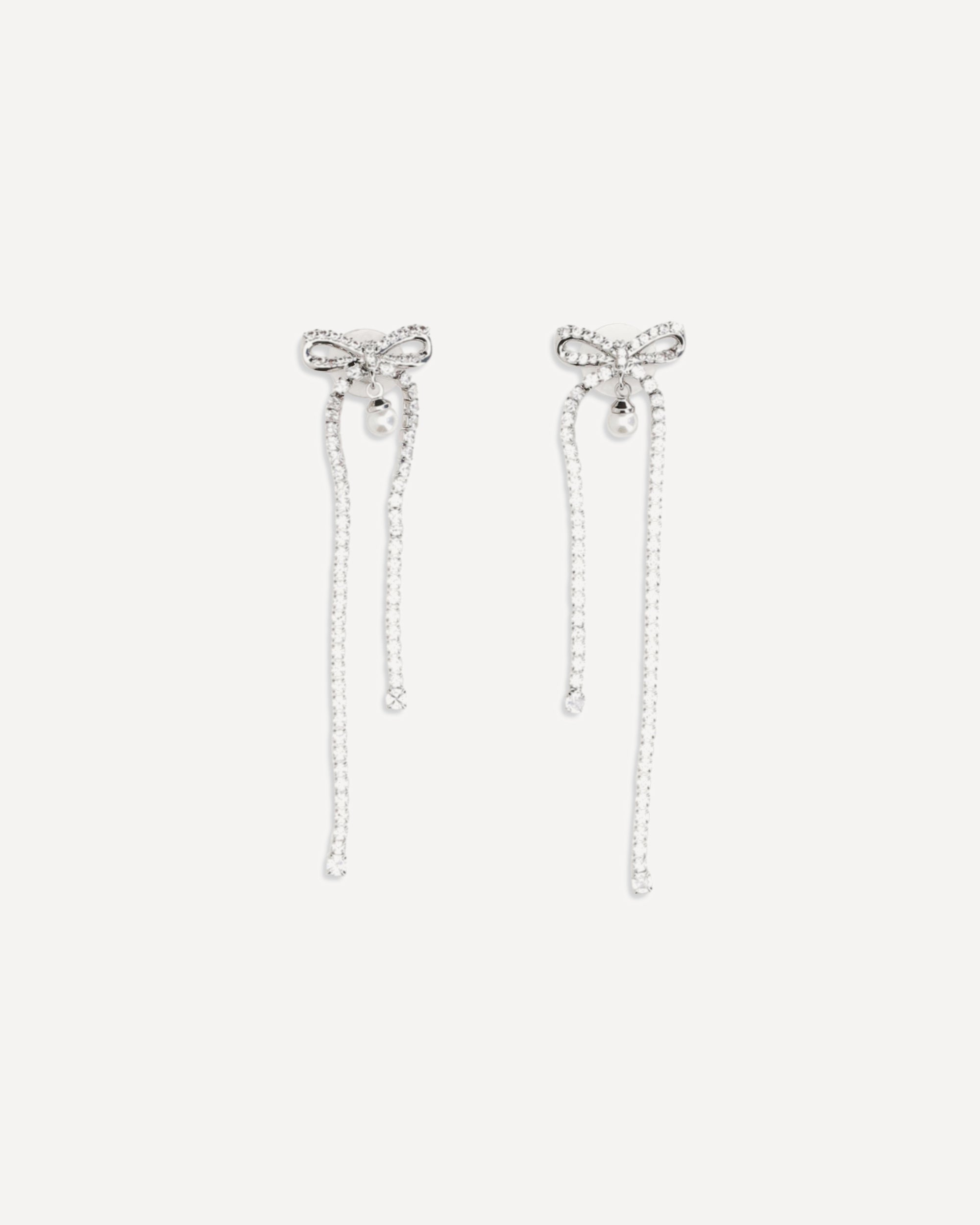 SELF-PORTRAIT Crystal bow and pearl drop Earrings Female UNI