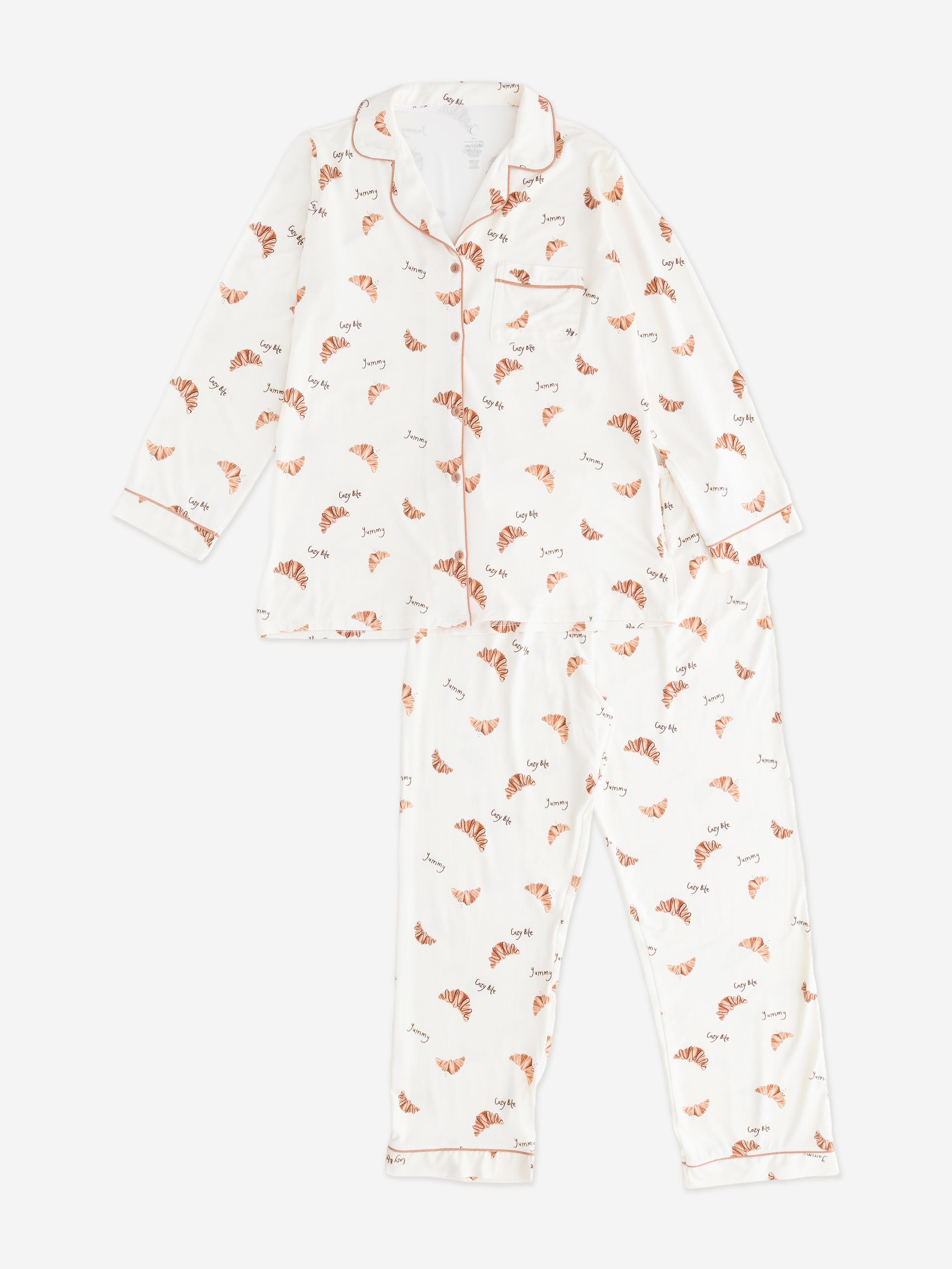 Cozy Crew Club Adult COZY Croissant Club Pyjamas in Ivory By Childsplay Clothing