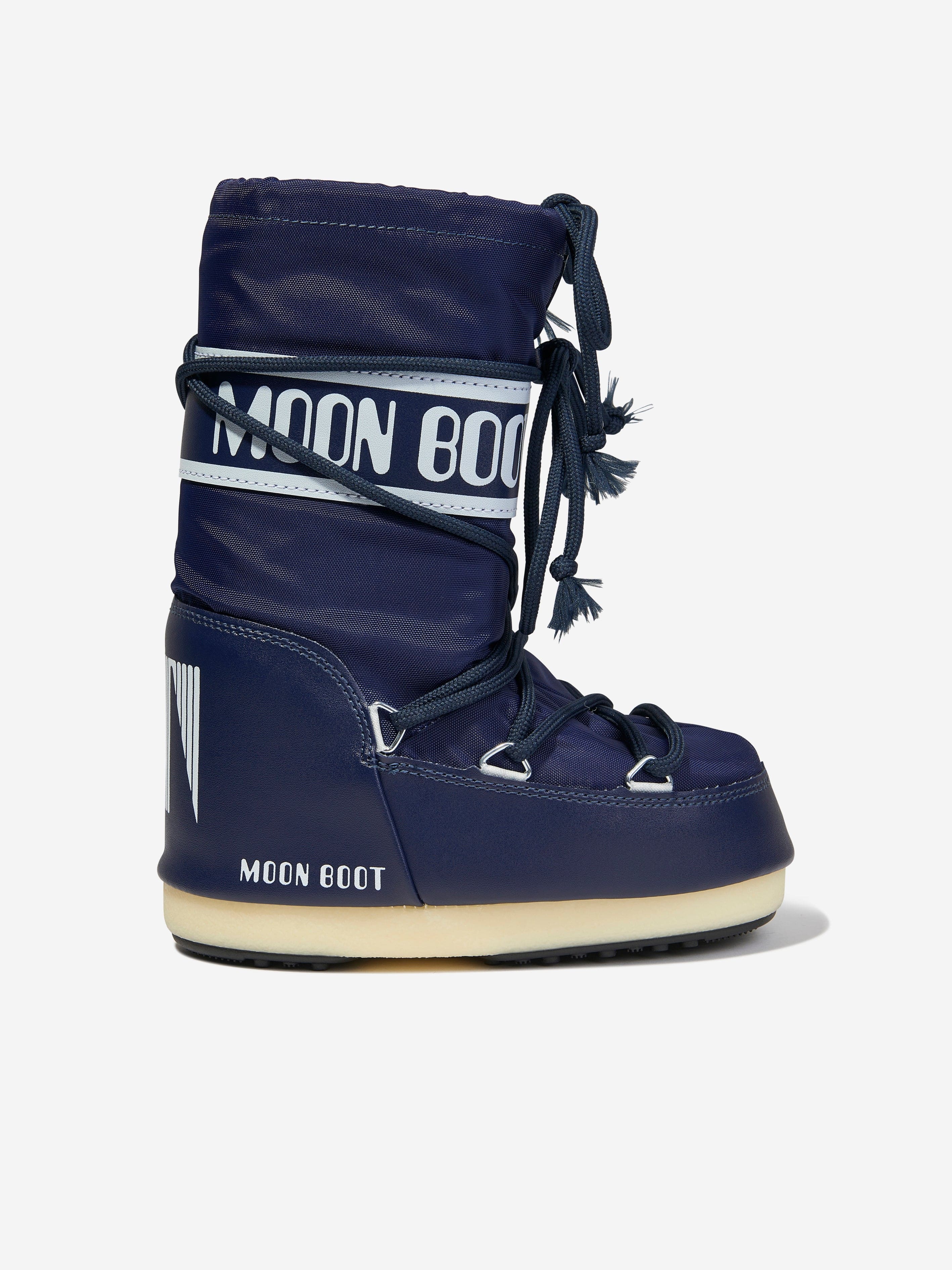 Moon Boot Kids Icon Nylon Snow Boots in Blue EU 23 - 26 Navy By Childsplay Clothing