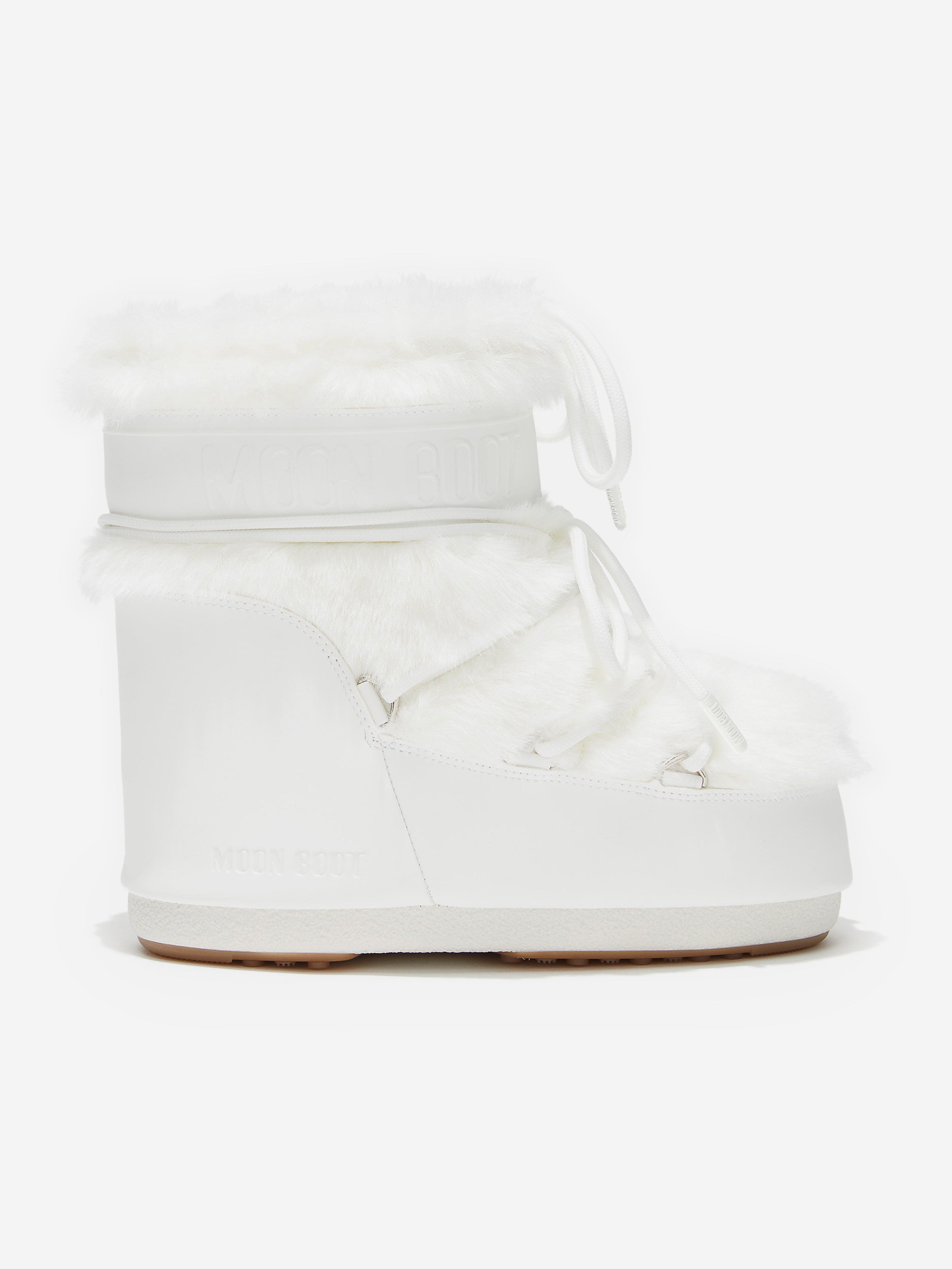 Moon Boot Kids Icon Low Faux Fur Boots in White EU 42 - 44 UK 8 - 9.5 By Childsplay Clothing