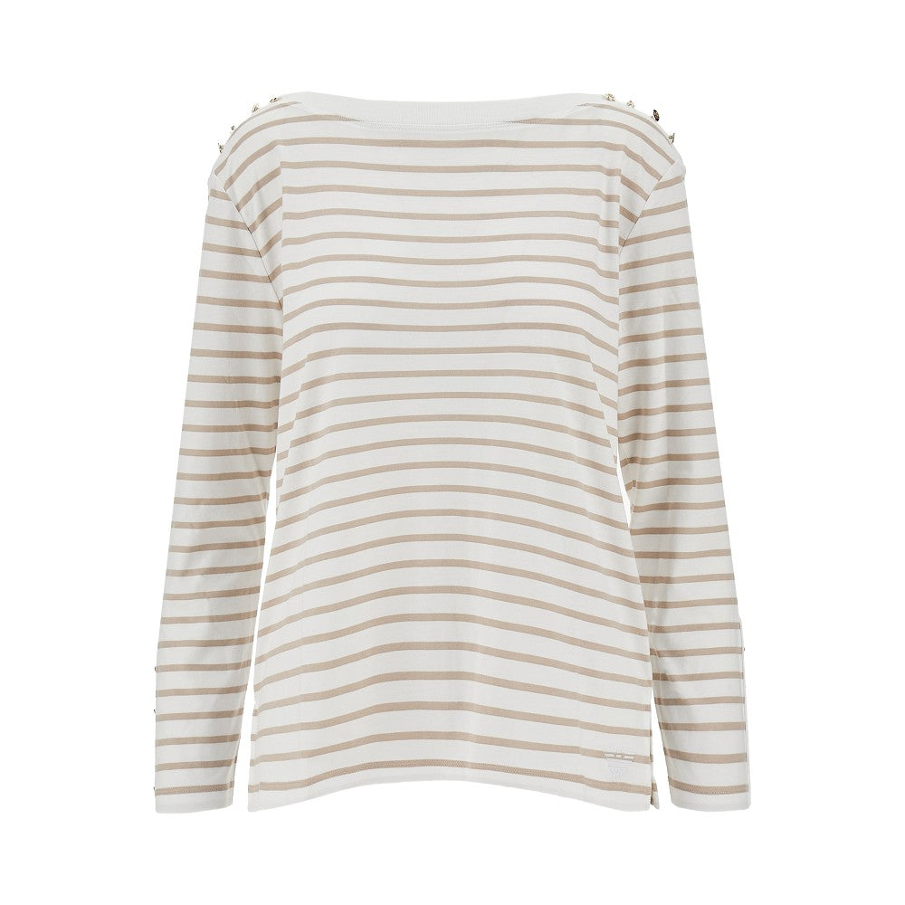 EMPORIO ARMANI Striped T-shirt with buttons Woman L