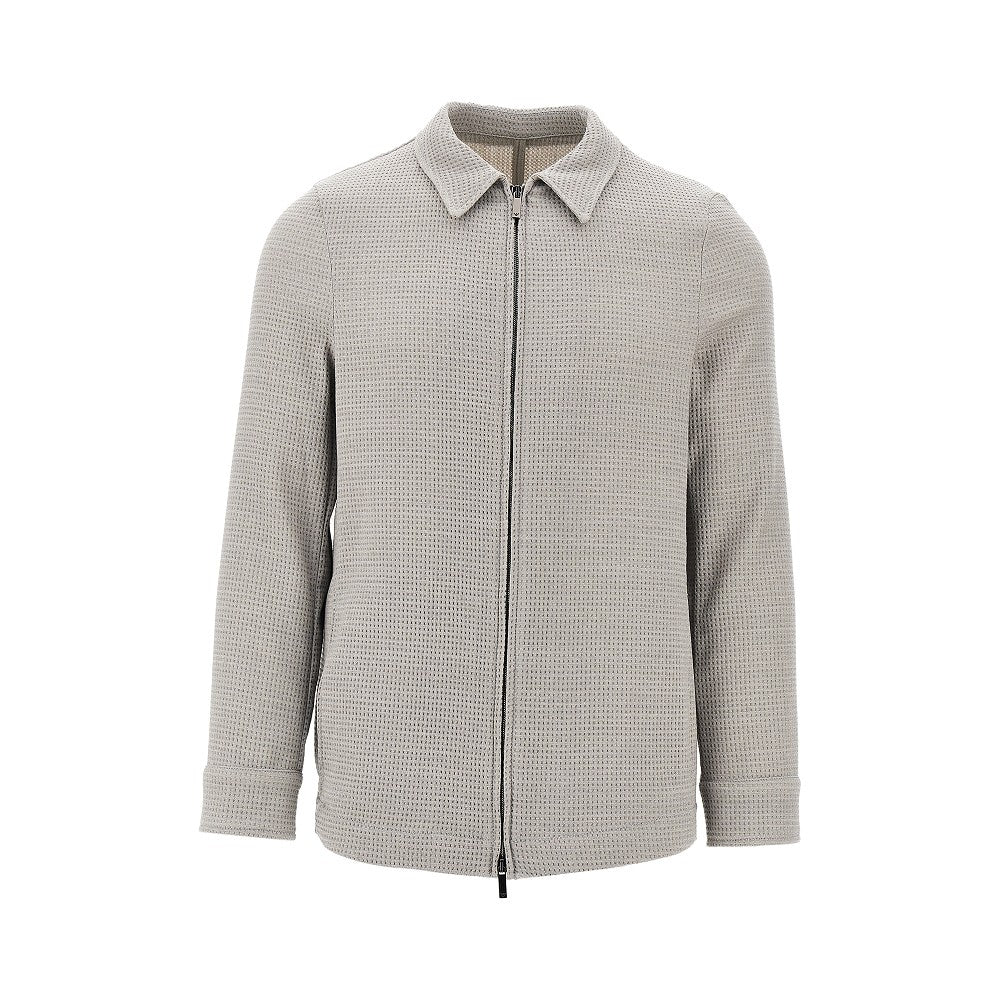 EMPORIO ARMANI Waffle jersey jacket with zip closure Man 50