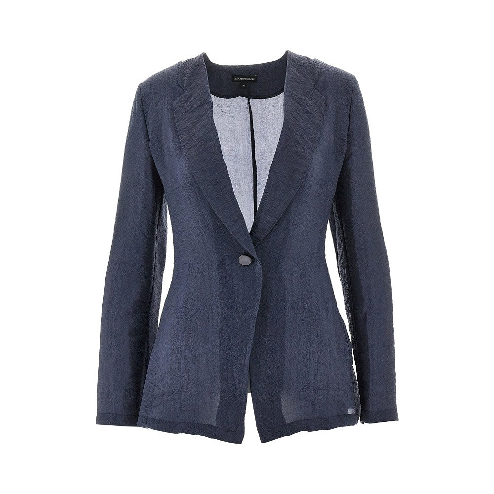 EMPORIO ARMANI Tecno creponne single-breasted jacket Woman 40