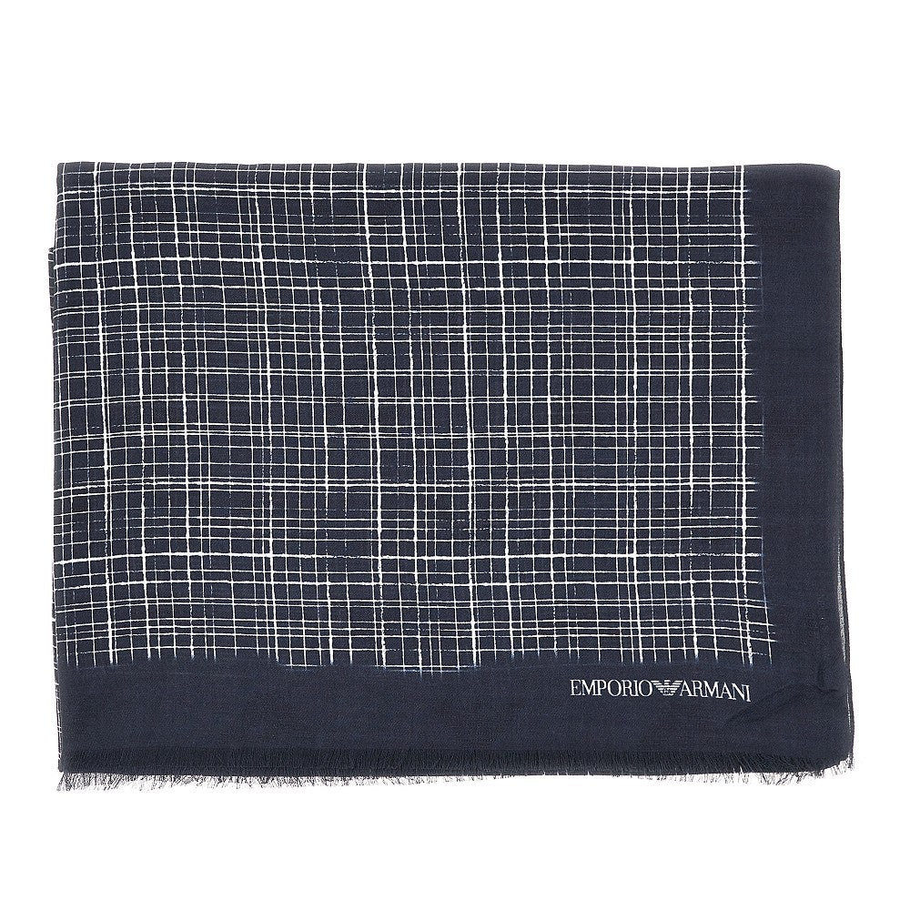 EMPORIO ARMANI Modal scarf with jacquard motif Man One Size