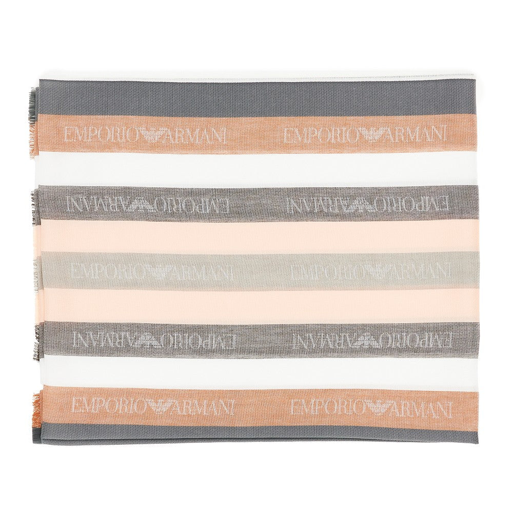 EMPORIO ARMANI Viscose-blend scarf with striped motif Woman One Size