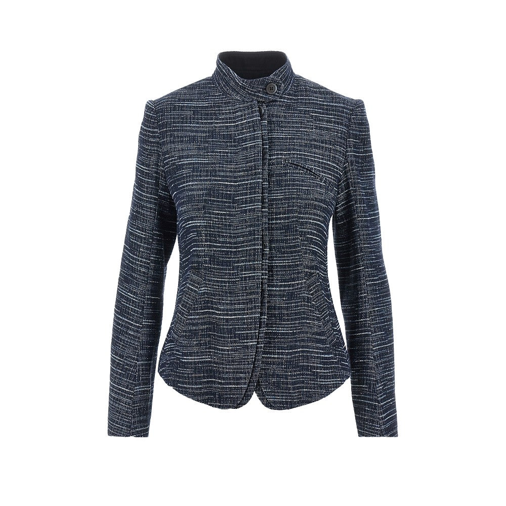 EMPORIO ARMANI Denim-effect tweed jacket Woman 40