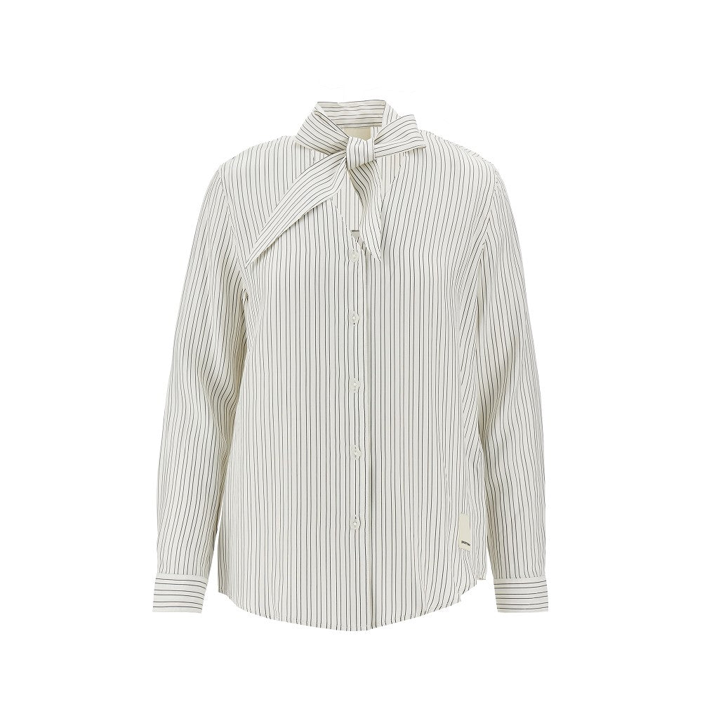 EMPORIO ARMANI Striped shirt with scarf collar Woman S