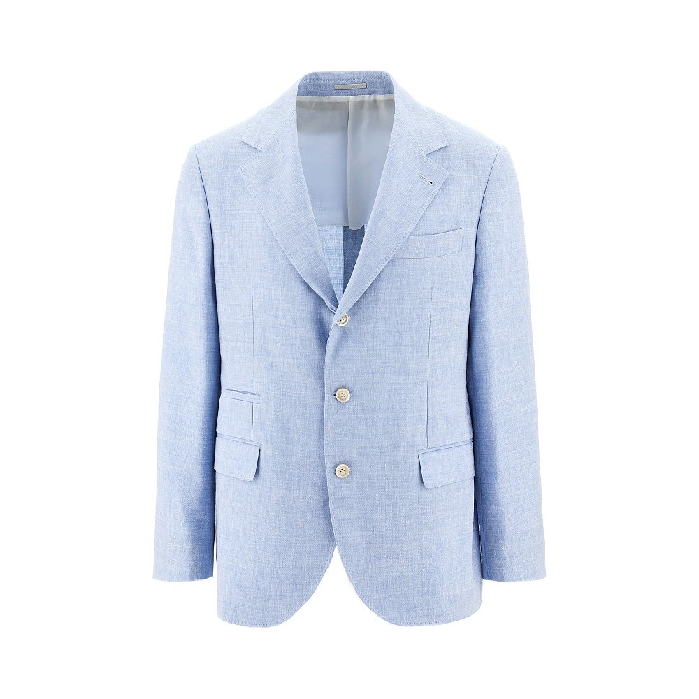 BRUNELLO CUCINELLI Mélange chevron twill single-breasted jacket Man 50