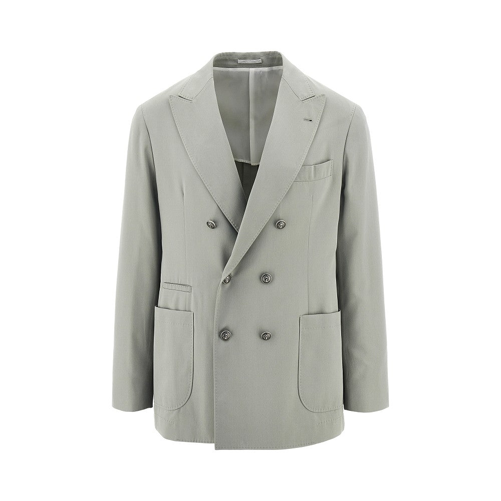 BRUNELLO CUCINELLI Silk-twill double-breasted jacket Man 50