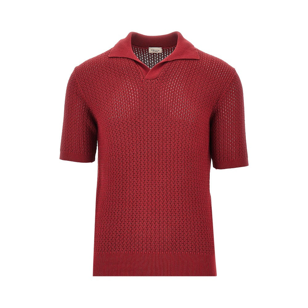 GALLIA KNIT Openworked knit polo shirt Man 46