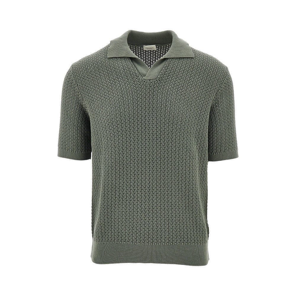 GALLIA KNIT Openworked knit polo shirt Man 52