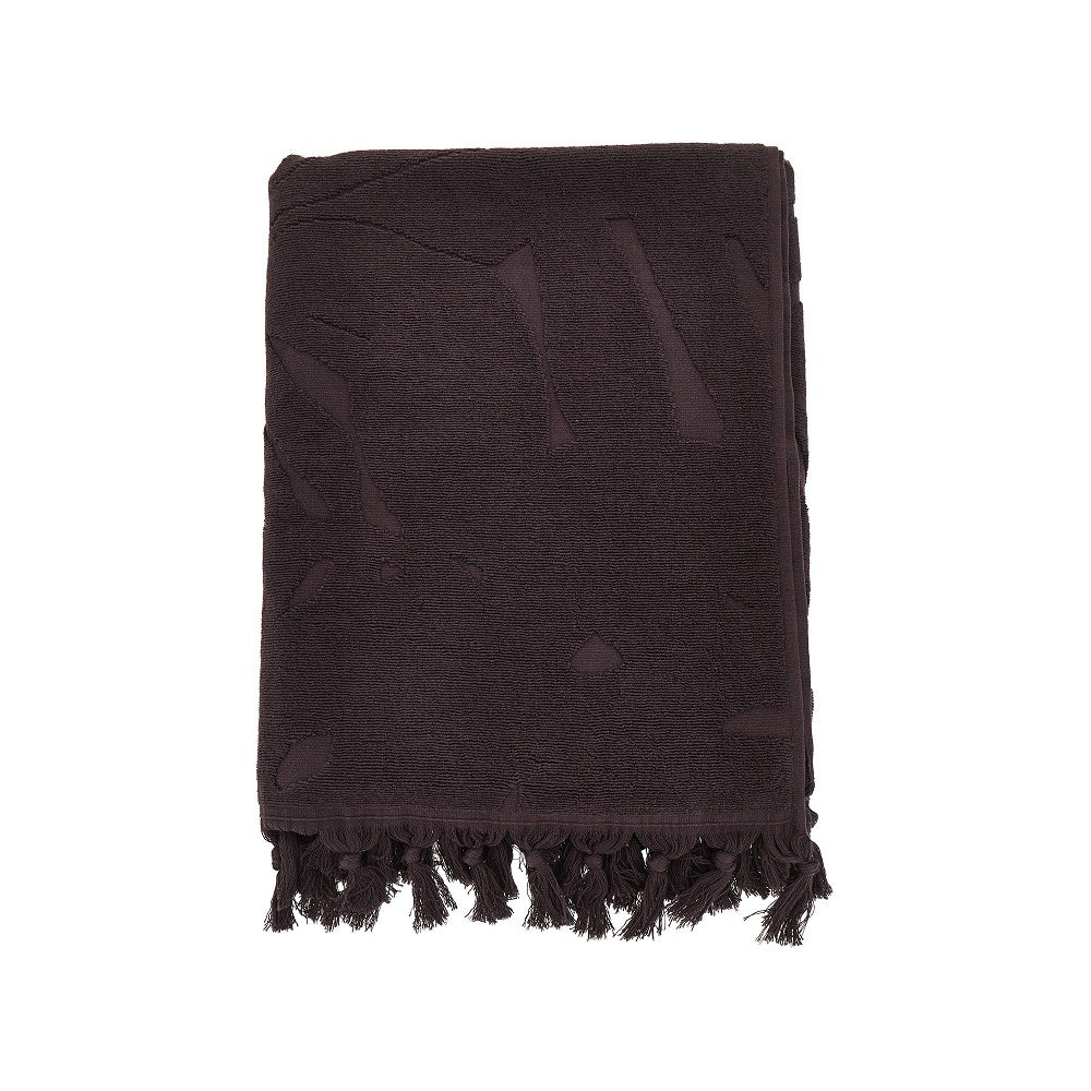 EMPORIO ARMANI Jacquard foliage motif beach towel Woman One Size