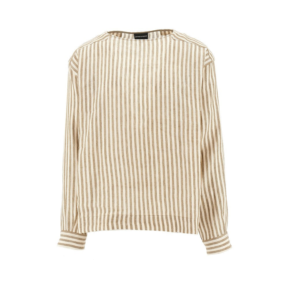 EMPORIO ARMANI Striped jute-effect blouse Man L