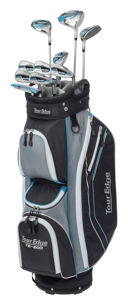 Tour Edge Golf Ladies TE-200 Complete Set With Cart Bag Petite White/Silver/LT Blue