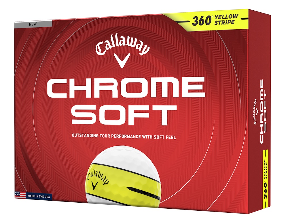Callaway Golf 2026 Chrome Soft 360 Stripe Golf Balls *1-Dozen* [White-Yellow Stripe]