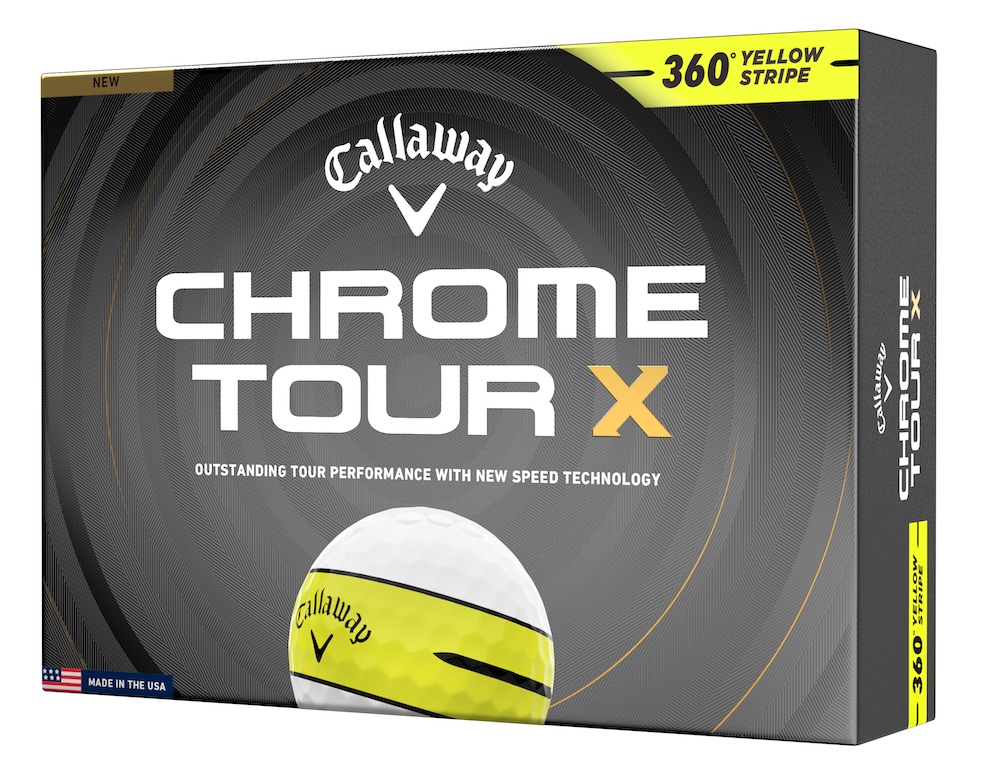 Callaway Golf 2026 Chrome Tour X 360 Stripe Golf Balls *1-Dozen* [White-Yellow Stripe]