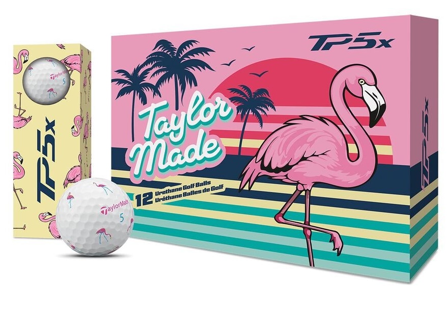 TaylorMade TP5x Pix Hot Shot Flamingo Golf Balls 1-Dozen White