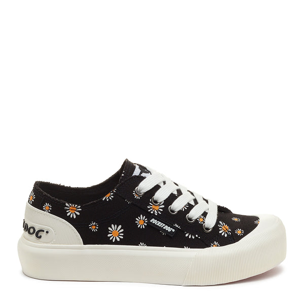 Rocket Dog Jazzin Plus Daisy Print Black Platform Trainers